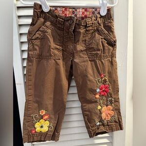 Gymboree Brown Pants with Flower Beaded Detailing